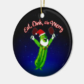 Christmas Pickleball Weihnachtsmannmütze Pickle Keramik Ornament (Links)