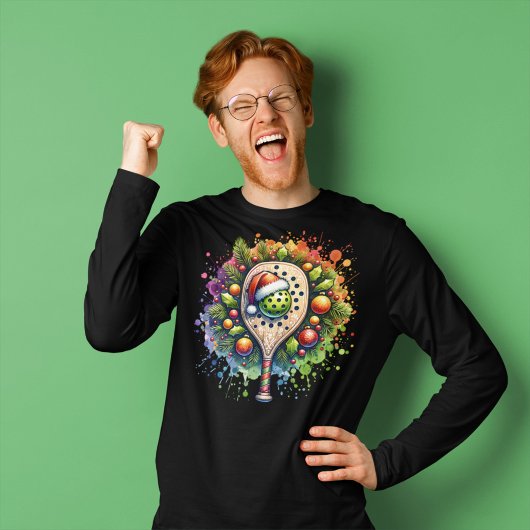 Christmas Pickleball Weihnachtsmannmütze Pine Holl T-Shirt