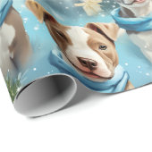 Christmas Piebald Pitbull Welpen Blumenstrauß Geschenkpapier (Rolleneckpunkt)