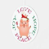 Christmas Pig Hope Liebe Joy Peace Ornament Aus Metall (Vorderseite links)