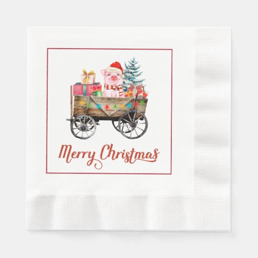 Christmas Pig Paper Napkins Serviette (Vorderseite)