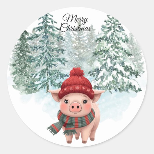 Christmas Pig Sticker (Vorderseite)