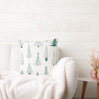 Christmas Pillow with Stylized Trees Kissen