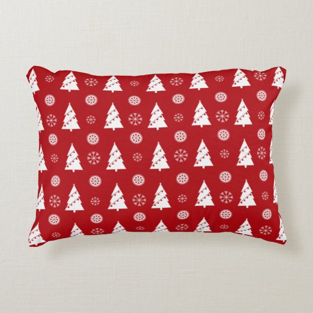 Christmas Pillow with Trees and Snowflakes Dekokissen (Vorderseite)