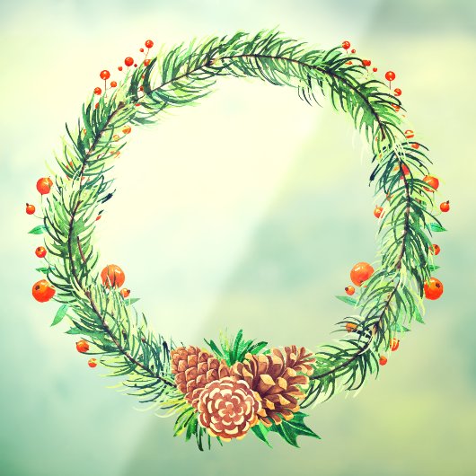 Christmas Pine Bough Pine Cone Holly Wreath Fensteraufkleber (Blatt 3)