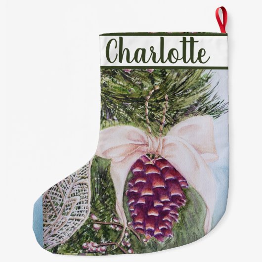 Christmas Pine Cone Großer Weihnachtsstrumpf (Rückseite)