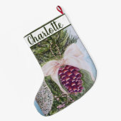 Christmas Pine Cone Großer Weihnachtsstrumpf (Rückseite (Hängend))