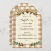 Christmas Pine Cones Branches Brown Gingham Arch Einladung (Vorne/Hinten)