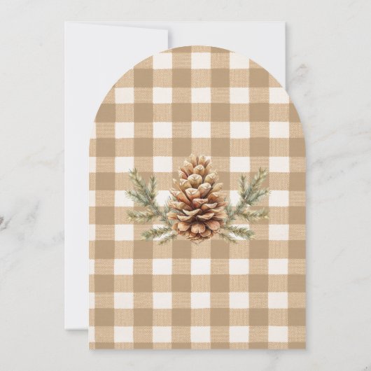 Christmas Pine Cones Branches Brown Gingham Arch Einladung (Rückseite)