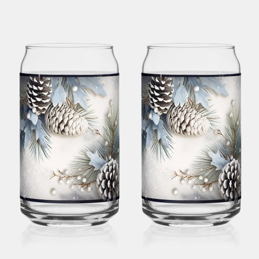 Christmas Pine Cones Holly Pine Branch Snow Dosenglas (Vorderseite)