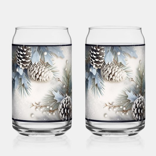 Christmas Pine Cones Holly Pine Branch Snow Dosenglas (Rückseite)