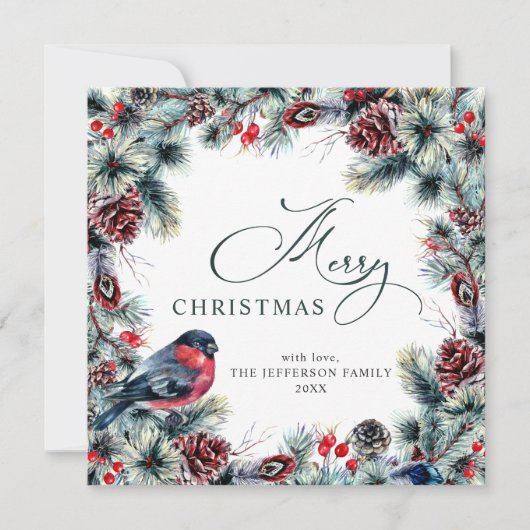 Christmas Pine Cones Rustic Gruß Feiertagskarte (Vorderseite)