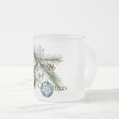 Christmas Pine Tree Branches Blue White Ornaments Mattglastasse (VorderseiteRechts)