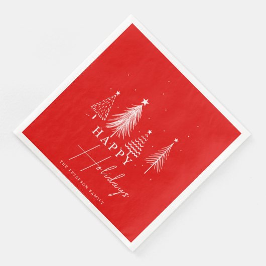 Christmas Pine Tree Vector Happy Holidays Serviette (Ecke)