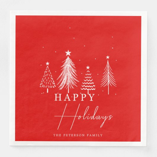 Christmas Pine Tree Vector Happy Holidays Serviette (Vorderseite)