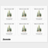 Christmas Pine Trees & Deers Candle Labels Quadratischer Aufkleber (Blatt)