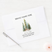 Christmas Pine Trees & Deers Candle Labels Quadratischer Aufkleber (Umschlag)