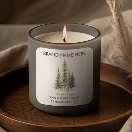 Christmas Pine Trees & Deers Candle Labels Quadratischer Aufkleber
