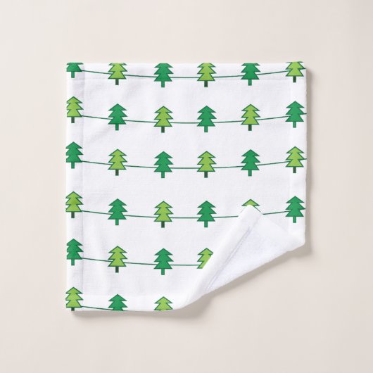 Christmas Pine Trees Simple Elegante Badhandtuch Set (Waschlappen)