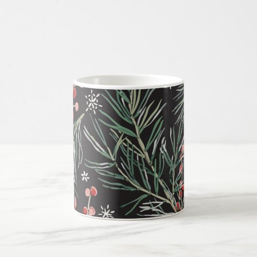 Christmas Pine Twigs Black Background Kaffeetasse (Mittel)