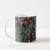 Christmas Pine Twigs Black Background Kaffeetasse (Links)