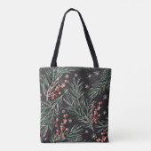 Christmas Pine Twigs Black Background Tasche (Rückseite)