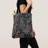 Christmas Pine Twigs Black Background Tasche (Von Nahem)