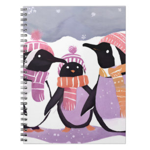 Christmas-Pinguin-Freunde   Winter-Aquarell Notizblock