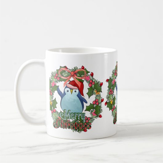 CHRISTMAS PINGUIN MIT SCHLAG KAFFEETASSE (Links)