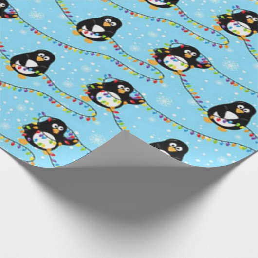 Christmas Pinguin Pattern Geschenkpapier (Ecke)