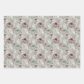 Christmas Pink and Silver Poinsettia Floral  Geschenkpapier Set (Vorderseite 3)