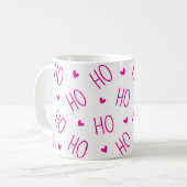 Christmas Pink and White Coffee Mug Ho Ho Ho Heart Kaffeetasse (Vorderseite Links)