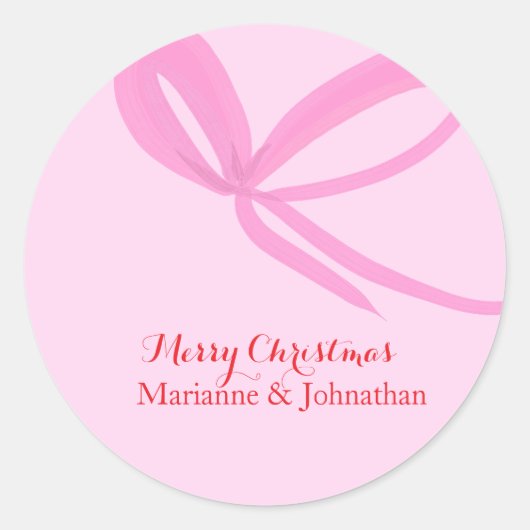 Christmas Pink Bows Hand Drawn Runder Aufkleber (Vorderseite)