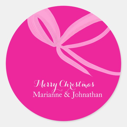 Christmas Pink Bright Bows Hand Drawn Runder Aufkleber (Vorderseite)