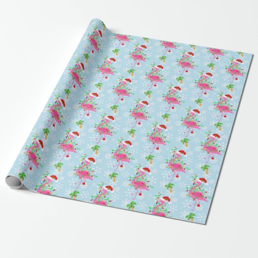 Christmas Pink Flamingo Muster Geschenkpapier (Ungerollt)