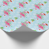 Christmas Pink Flamingo Muster Geschenkpapier (Ecke)