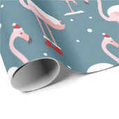 Christmas Pink Flamingo Muster Geschenkpapier (Rolleneckpunkt)