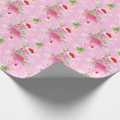 Christmas Pink Flamingo Muster Geschenkpapier (Ecke)