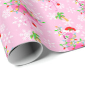 Christmas Pink Flamingo Muster Geschenkpapier (Rolleneckpunkt)