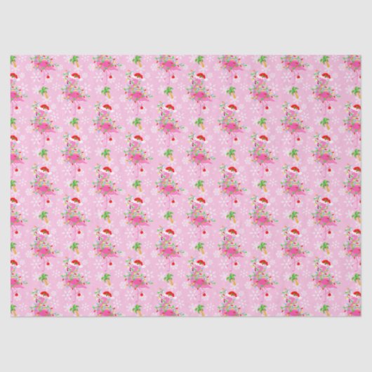 Christmas Pink Flamingo Muster Seidenpapier (Vorderseite)