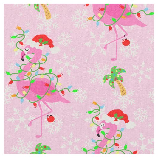 Christmas Pink Flamingo Muster Stoff (Nahaufnahme)