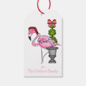 Christmas Pink Flamingo Santa Personalisiert Geschenkanhänger (Vorderseite)