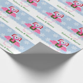 Christmas Pink Flamingo Wearing Santa Hats Geschenkpapier (Ecke)