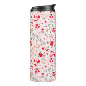 Christmas Pink Floral Holly Candy Cane Custom Thermosbecher (Nach links gedreht)