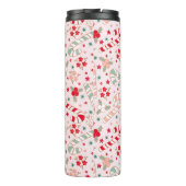 Christmas Pink Floral Holly Candy Cane Custom Thermosbecher (Rückseite)