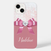 Christmas Pink Glitzer Snowflake Ribbon Diamond Case-Mate iPhone Hülle (Rückseite)