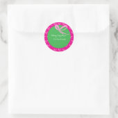 Christmas Pink Green Bright Bows Hand Drawn Runder Aufkleber (Tasche)