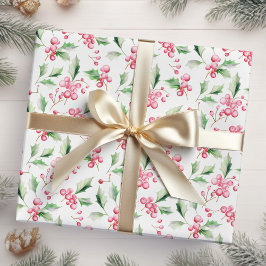 Christmas Pink Holly Berries Geschenkpapier