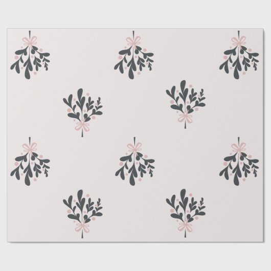 Christmas Pink Mistletoe Geschenkpapier (Flach)