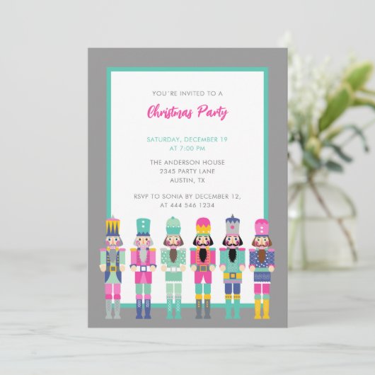 CHRISTMAS PINK NUTCRACKER EINLADUNG (Stehend Vorderseite)